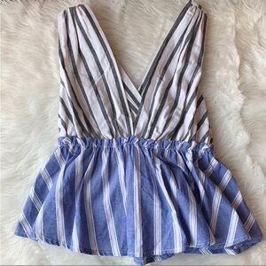 FREE PEOPLE Deep V Crop Peplum Tank Top